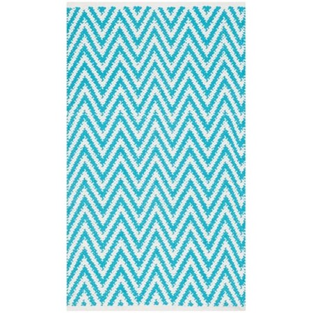 Safavieh Montauk Hand Woven Rectangle Rug- Turquoise - Ivory- 4 x 6 ft. MTK812H-4